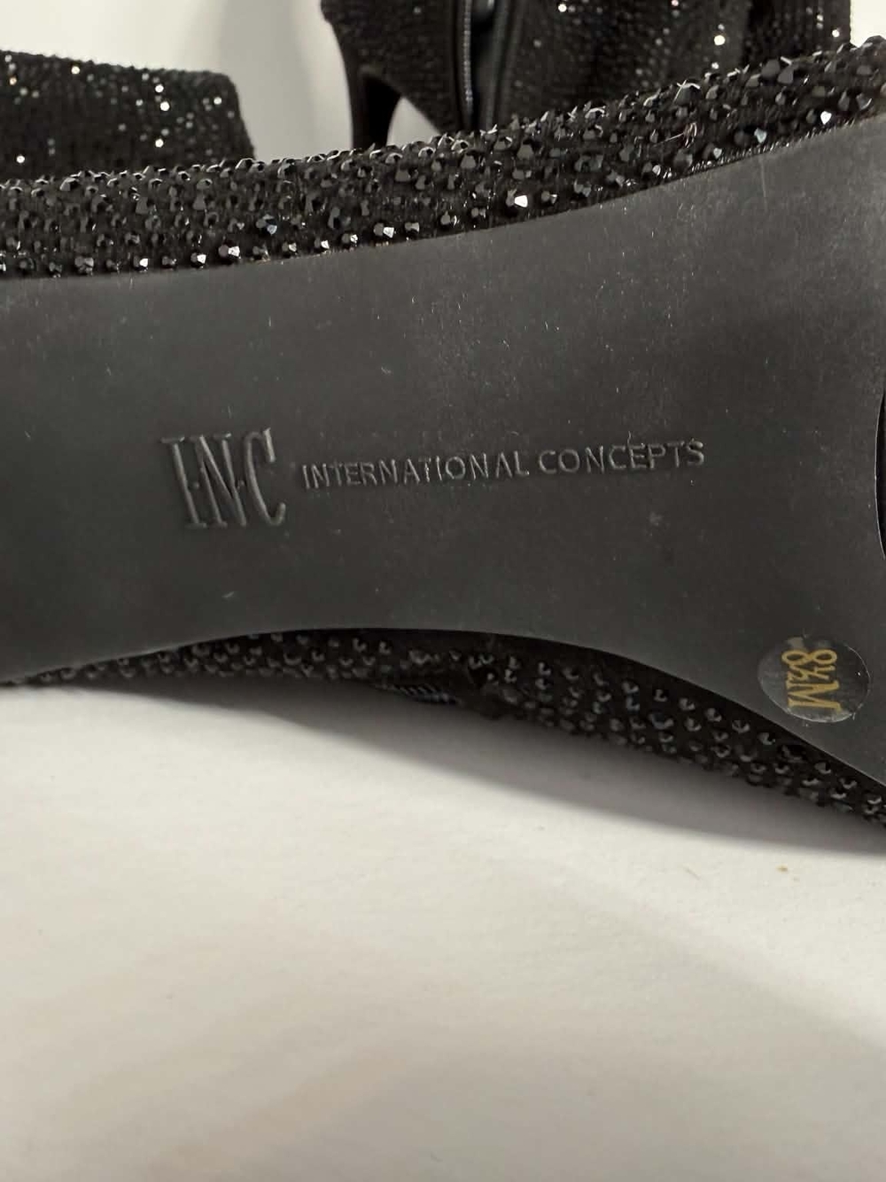 INC International Concepts Black Over-The-Knee Rhinestone Stiletto Boots - Picture 5 of 15